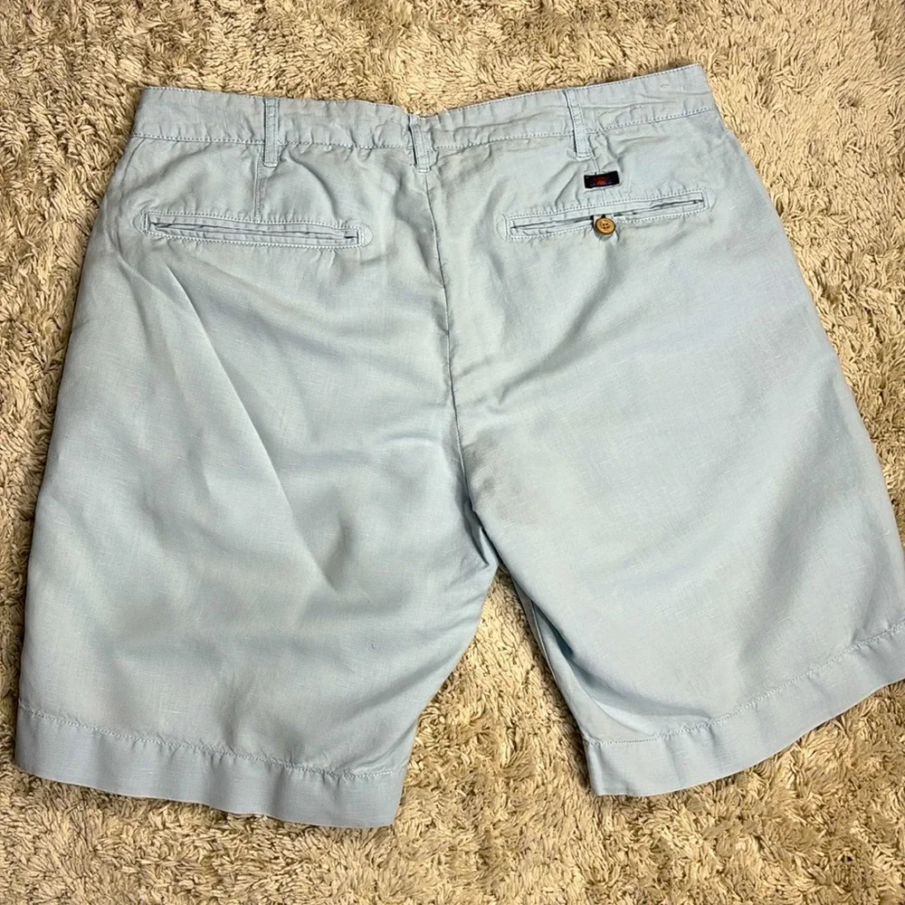 Faherty Men's Linen Blend Flat Front Shorts, Light Blue, Size 33